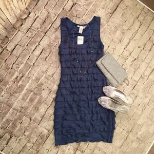 Max Studio Ruffle Dress Size M New Black Knit